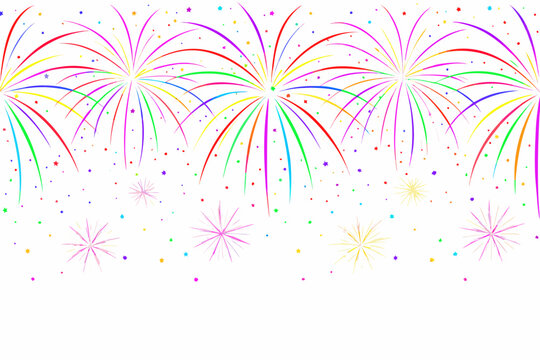 vibrant fireworks vector illustration on white background