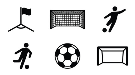 Soccer Icons Set – Ball, Player, Goal, Corner Flag & Kick Action © Hive