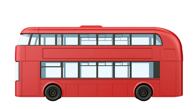 Red double decker bus side view