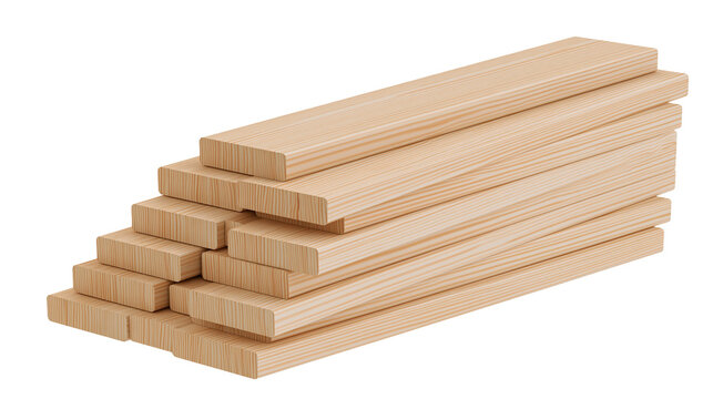 Stack of unfinished wooden planks with visible grain