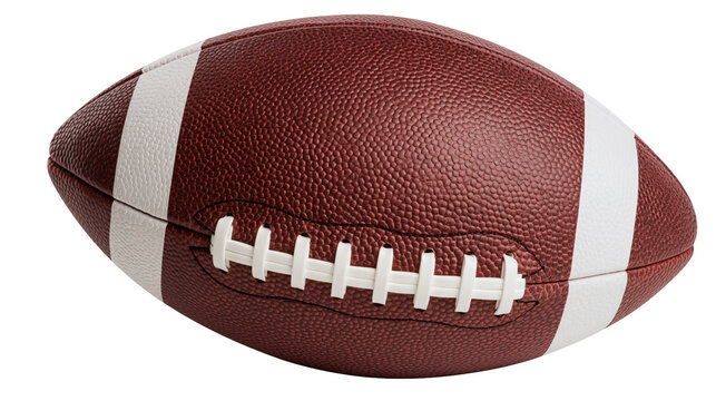 American football ball with white laces and stripes