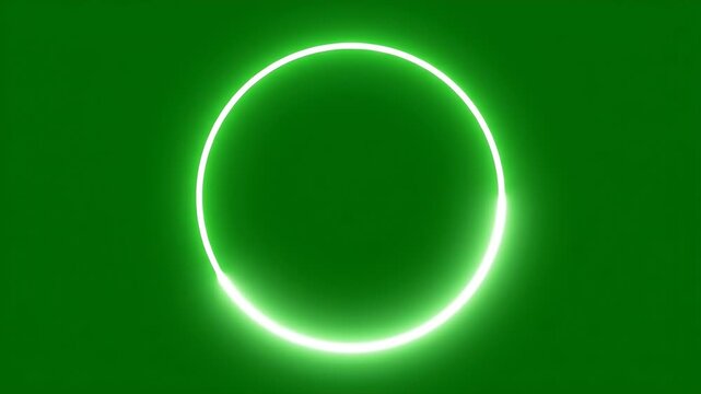 Green Light Visual Scene with Curved Neon Glow