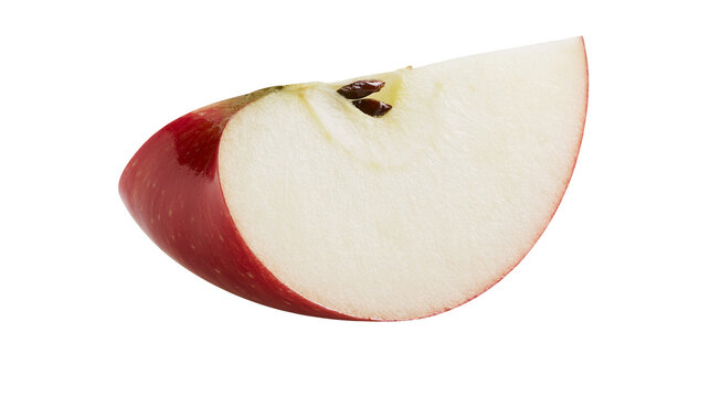 Red apple slice with seeds and skin