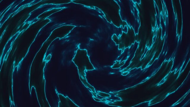 Swirling blue water patterns create dynamic motion in dark space