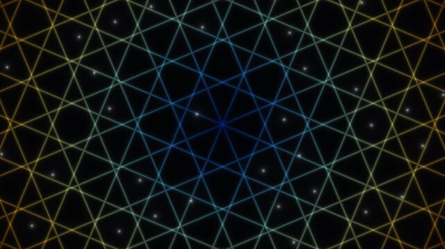 Colorful geometric pattern with overlapping triangles and lines