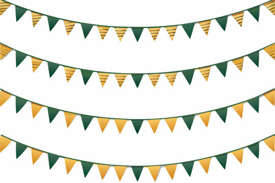 party bunting flags on white background triangle