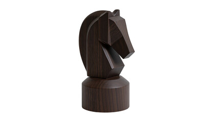 Dark wood chess knight piece geometric modern design © Corman