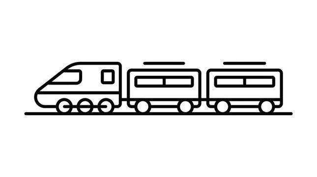 Modern electric passenger train line art icon.