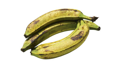 Unripe green plantains with brown spots © Corman