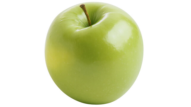 Shiny green apple with stem