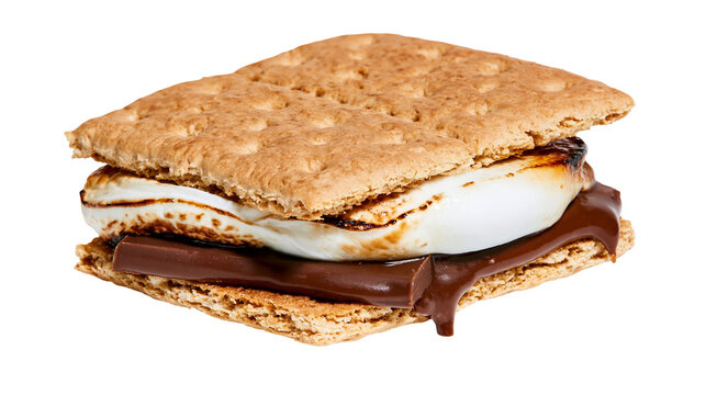 Graham cracker s more with melted chocolate and toasted marshmallow