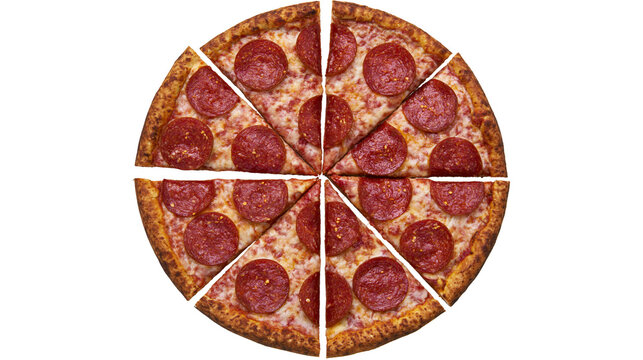Pepperoni pizza slices with melted cheese and golden crust