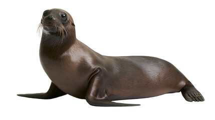 Brown sea lion with whiskers looking forward © Solene