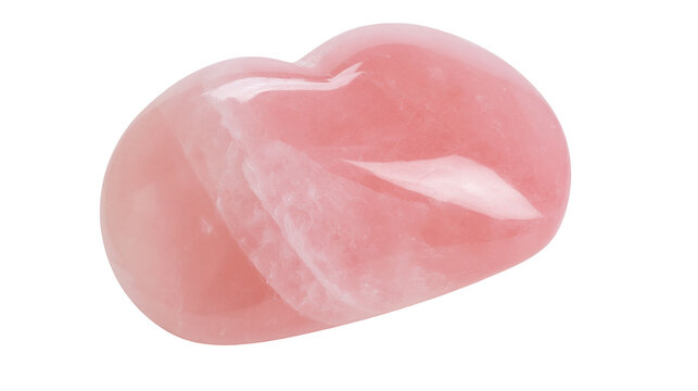 Polished rose quartz heart stone