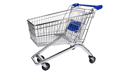 Chrome shopping cart with blue handles and seat © Friedrich