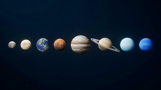 Artistic Visualization of the Solar System with Planets and Celestial Bodies