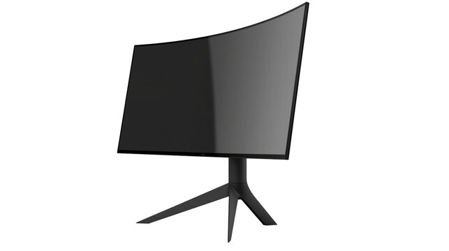 Curved ultrawide computer monitor with black stand