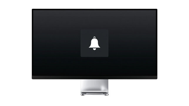 Modern computer monitor displaying a notification bell icon