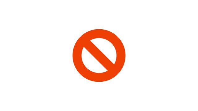 Red round stop sign with alpha channel background. Transparent isolated traffic warning symbol for video, motion graphics, and road safety design.