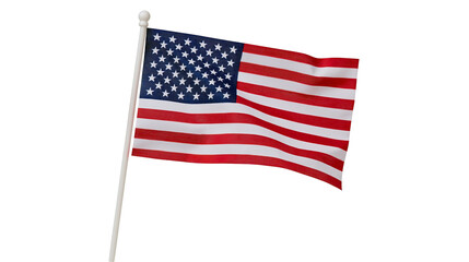Fototapeta premium American flag waving on white pole