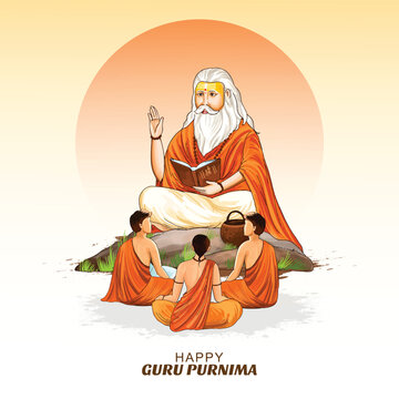 Happy guru purnima indian religious festival greeting card design