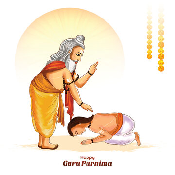 Beautiful happy guru purnima indian traditional festival background