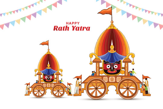 Illustration of ratha yatra lord of jagannath celebration background