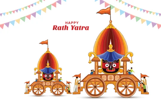 Illustration of ratha yatra lord of jagannath celebration background