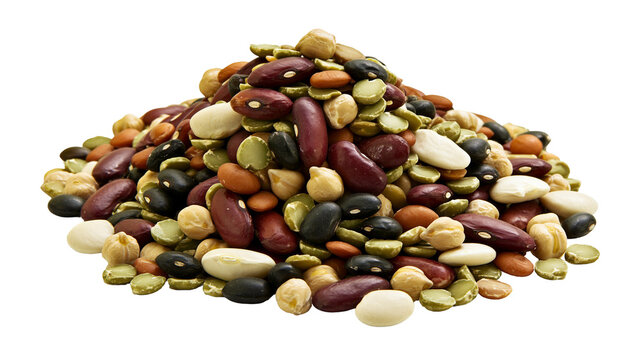 Mixed dried beans and lentils pile