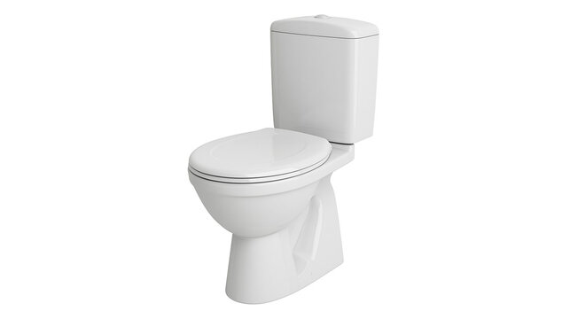 Modern white ceramic toilet bowl with cistern and lid