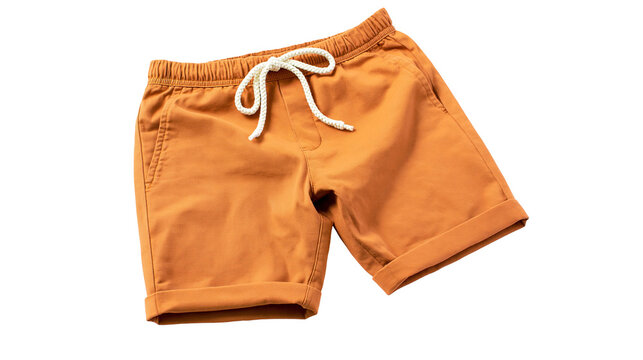 Orange cuffed shorts with drawstring