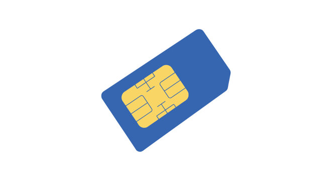 Sim card illustration flat vector graphic on a white background subscriber identity module cellular network gsm umts lte mobile communication telecommunications chip integrated circuit microchip