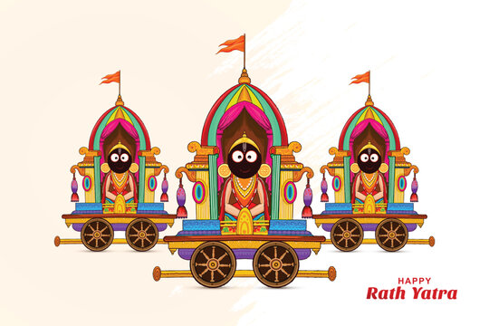 Illustration of ratha yatra lord of jagannath celebration background