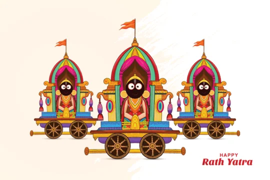 Illustration of ratha yatra lord of jagannath celebration background