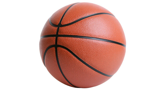 Orange basketball with black seams and textured surface