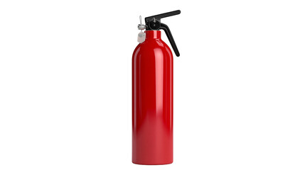 Obraz premium Red fire extinguisher with black handle and safety pin