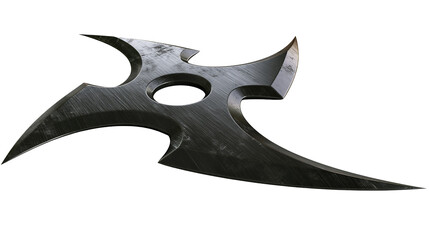 Naklejka premium Dark metal ninja star with sharp points and central hole