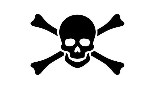 Black skull and crossbones symbol