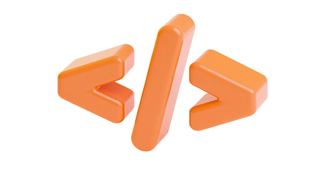 Orange angle brackets coding symbols