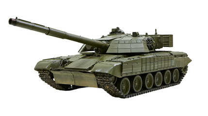 Olive green military tank with tracks and turret © Vetle