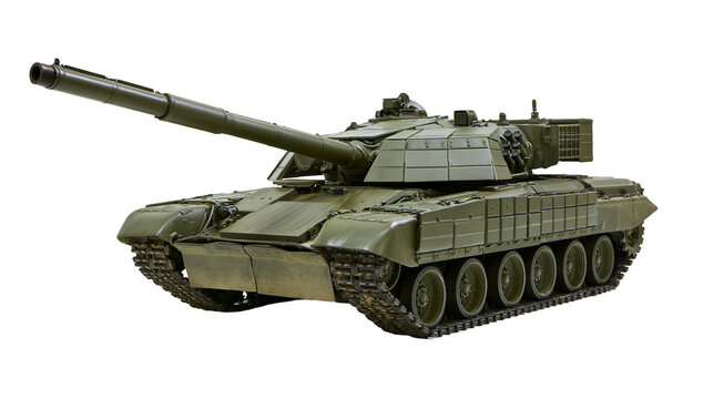 Olive green military tank with tracks and turret