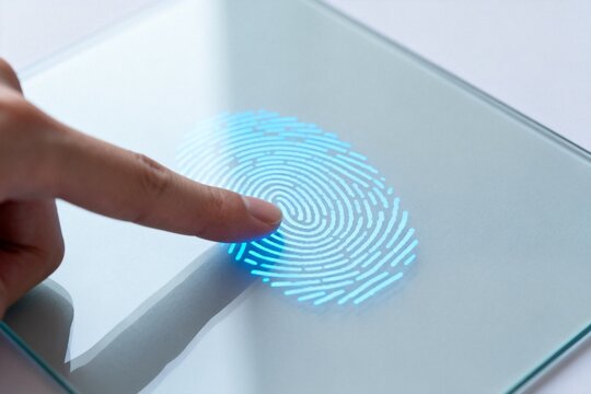 Finger touching fingerprint scanner