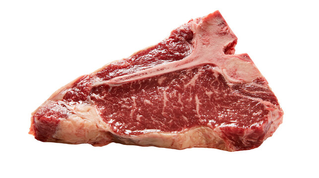 Raw T-bone steak with marbled fat and bone