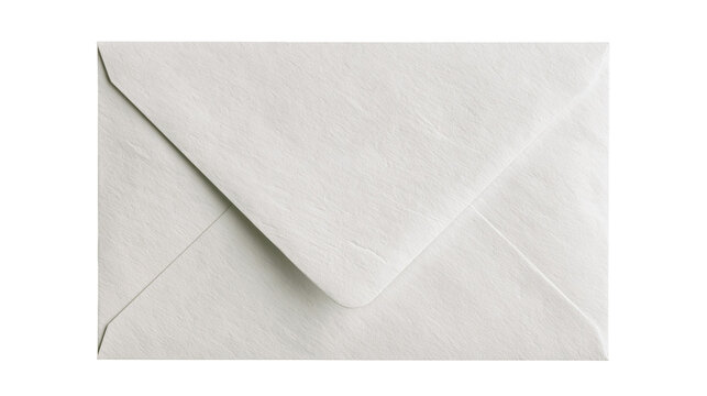Textured white paper envelope with pointed flap