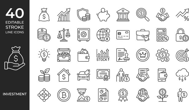 Set of flat line icons for relationships and milestones