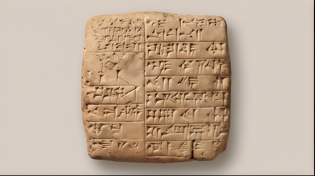 Ancient Cuneiform Clay Tablet: Mesopotamian Script Artifact