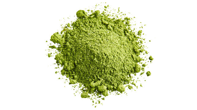 Green matcha powder pile