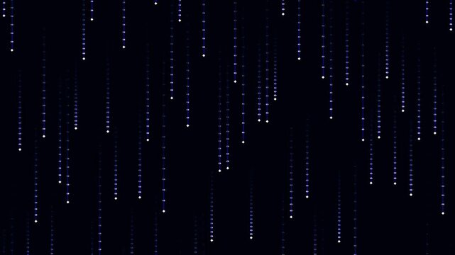 Digital rain falling on black background.
