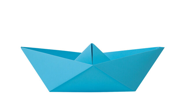 Blue paper boat origami