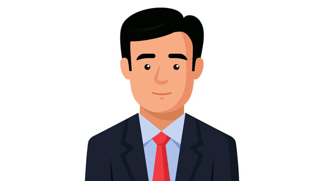 Man in dark suit and red tie, smiling